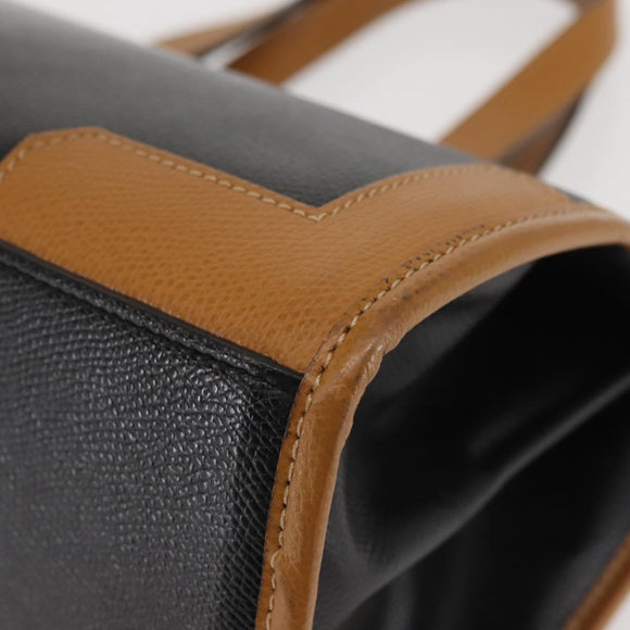 MORABITO Hand Bag Leather Navy Gold Auth am9080