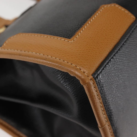 MORABITO Hand Bag Leather Navy Gold Auth am9080