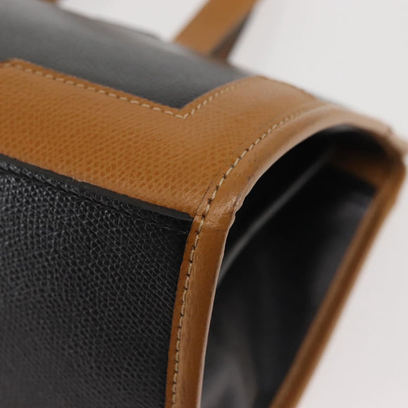 MORABITO Hand Bag Leather Navy Gold Auth am9080