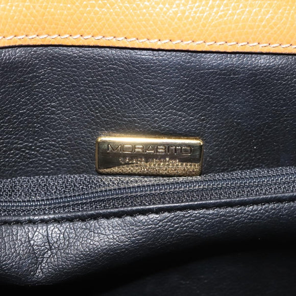 MORABITO Hand Bag Leather Navy Gold Auth am9080