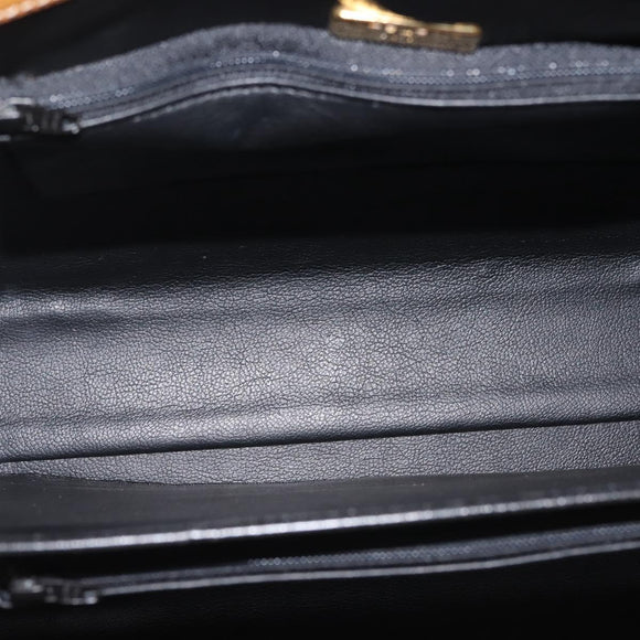 MORABITO Hand Bag Leather Navy Gold Auth am9080