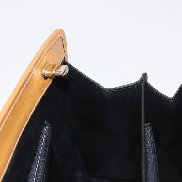 MORABITO Hand Bag Leather Navy Gold Auth am9080