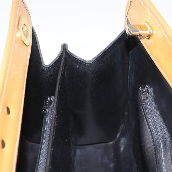 MORABITO Hand Bag Leather Navy Gold Auth am9080