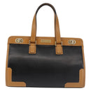 MORABITO Hand Bag Leather Navy Gold Auth am9080-13