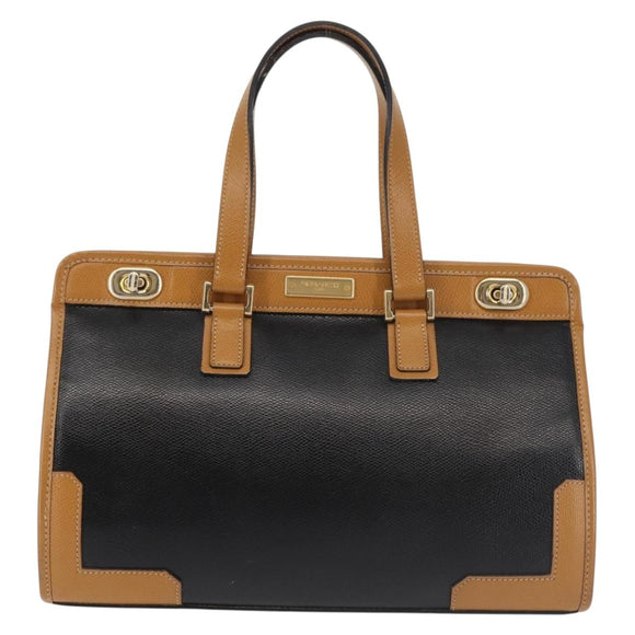 MORABITO Hand Bag Leather Navy Gold Auth am9080