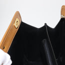 MORABITO Hand Bag Leather Navy Gold Auth am9080-22