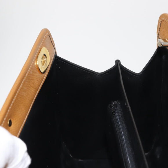 MORABITO Hand Bag Leather Navy Gold Auth am9080