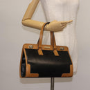 MORABITO Hand Bag Leather Navy Gold Auth am9080-24