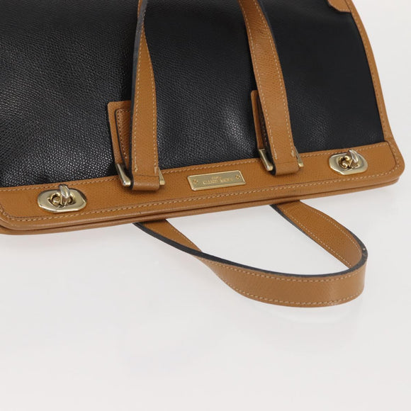 MORABITO Hand Bag Leather Navy Gold Auth am9080