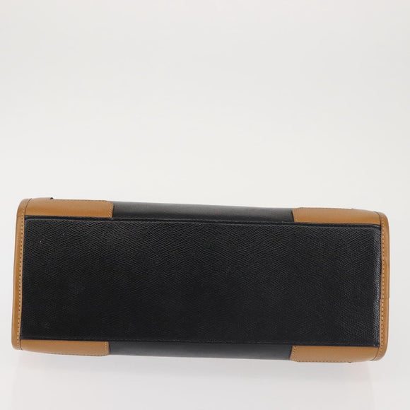 MORABITO Hand Bag Leather Navy Gold Auth am9080