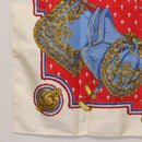 HERMES Carre 90 Scarf ""SELLES A HOUSSE"" Silk Red Auth am9081-9