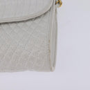 BALLY Chain Shoulder Bag Leather White Gold Auth am9085-14