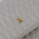 BALLY Chain Shoulder Bag Leather White Gold Auth am9085-17