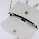 BALLY Chain Shoulder Bag Leather White Gold Auth am9085-10