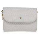 BALLY Chain Shoulder Bag Leather White Gold Auth am9085-13