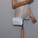 BALLY Chain Shoulder Bag Leather White Gold Auth am9085-21