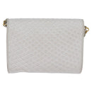BALLY Chain Shoulder Bag Leather White Gold Auth am9085-2