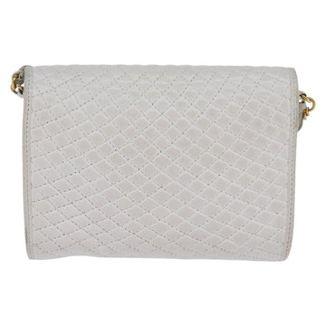 BALLY Chain Shoulder Bag Leather White Gold Auth am9085 - 0