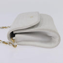 BALLY Chain Shoulder Bag Leather White Gold Auth am9085-3