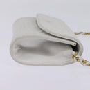 BALLY Chain Shoulder Bag Leather White Gold Auth am9085-4