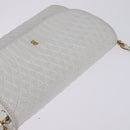 BALLY Chain Shoulder Bag Leather White Gold Auth am9085-6