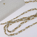 BALLY Chain Shoulder Bag Leather White Gold Auth am9085-7