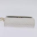 BALLY Chain Shoulder Bag Leather White Gold Auth am9085-5