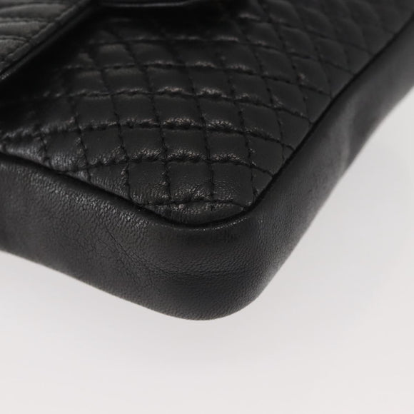 BALLY Chain Shoulder Bag Leather Black Gold Auth am9086