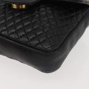 BALLY Chain Shoulder Bag Leather Black Gold Auth am9086-15