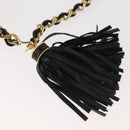 BALLY Chain Shoulder Bag Leather Black Gold Auth am9086-9