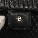 BALLY Chain Shoulder Bag Leather Black Gold Auth am9086-18