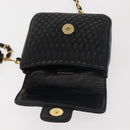 BALLY Chain Shoulder Bag Leather Black Gold Auth am9086-10