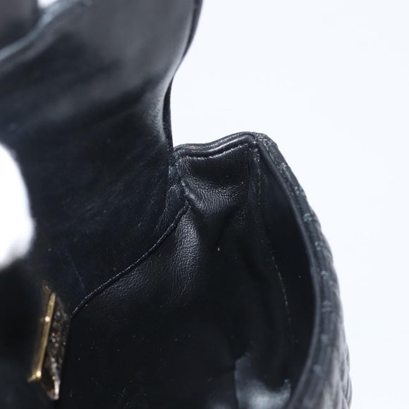 BALLY Chain Shoulder Bag Leather Black Gold Auth am9086