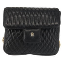 BALLY Chain Shoulder Bag Leather Black Gold Auth am9086-13