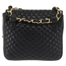 BALLY Chain Shoulder Bag Leather Black Gold Auth am9086-2