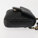BALLY Chain Shoulder Bag Leather Black Gold Auth am9086-3
