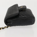 BALLY Chain Shoulder Bag Leather Black Gold Auth am9086-4