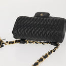 BALLY Chain Shoulder Bag Leather Black Gold Auth am9086-6