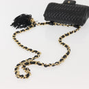 BALLY Chain Shoulder Bag Leather Black Gold Auth am9086-7