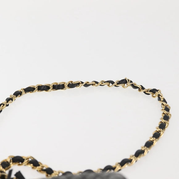 BALLY Chain Shoulder Bag Leather Black Gold Auth am9086