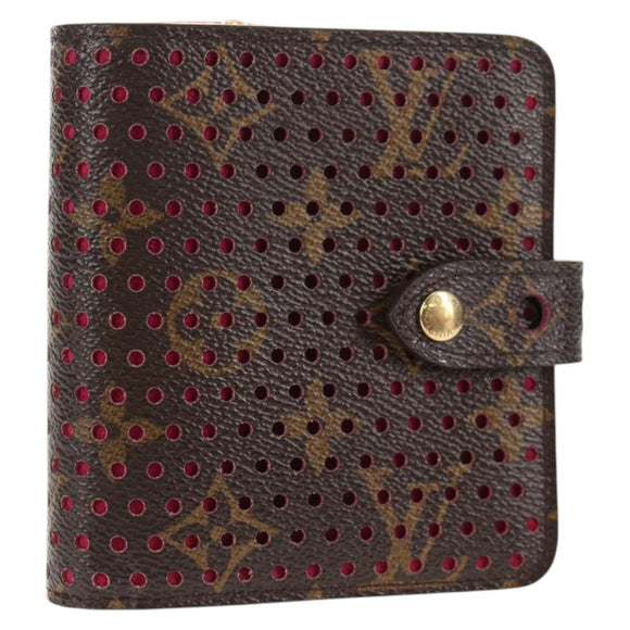 LOUIS VUITTON Monogram Perfo Compact Zip Wallet Fuchsia M95188 LV Auth am9095V
