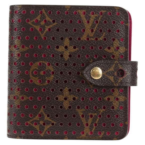 LOUIS VUITTON Monogram Perfo Compact Zip Wallet Fuchsia M95188 LV Auth am9095V