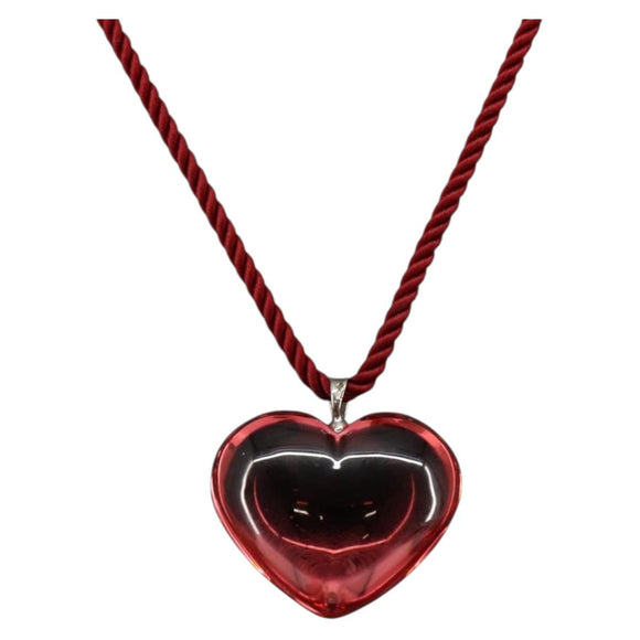 Baccarat Heart Necklace Crystal glass Red Auth am9096