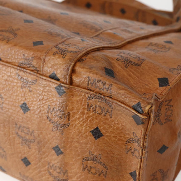 MCM Logogram Vicetos Shoulder Bag PVC Leather Brown Gold Auth am9099