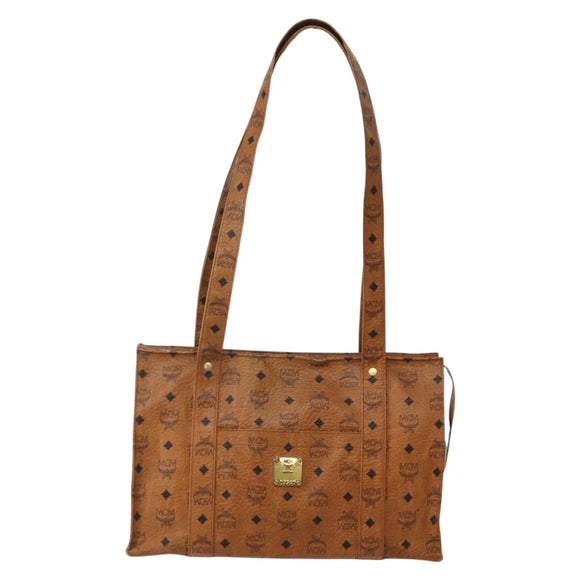 MCM Logogram Vicetos Shoulder Bag PVC Leather Brown Gold Auth am9099