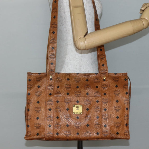 MCM Logogram Vicetos Shoulder Bag PVC Leather Brown Gold Auth am9099