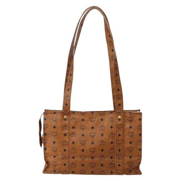MCM Logogram Vicetos Shoulder Bag PVC Leather Brown Gold Auth am9099