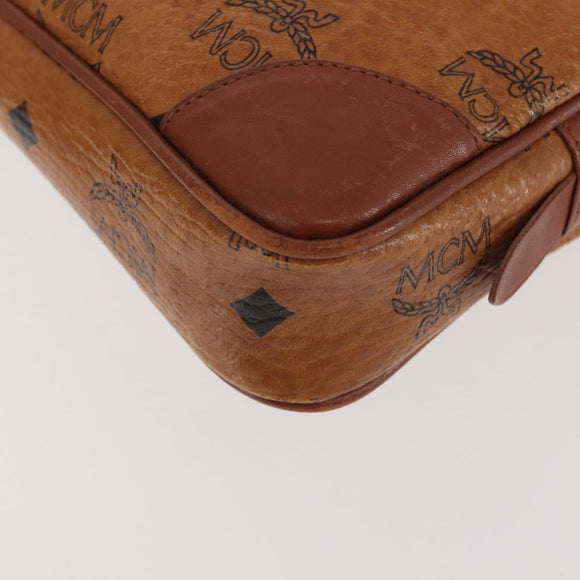 MCM Logogram Vicetos Clutch Bag PVC Leather Brown Gold Auth am9101