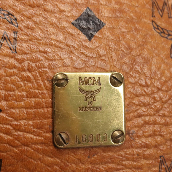 MCM Logogram Vicetos Clutch Bag PVC Leather Brown Gold Auth am9101