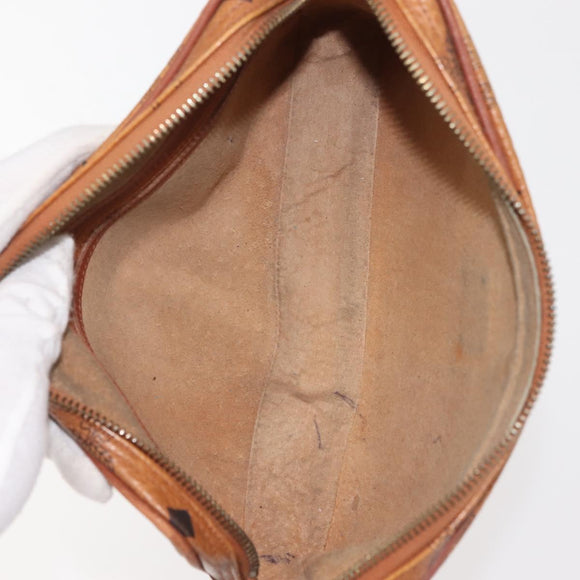 MCM Logogram Vicetos Clutch Bag PVC Leather Brown Gold Auth am9101